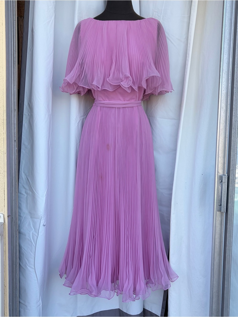 Vintage 60s 70s Miss Elliete Pleated Midi Dress, Fairy Formal Party Dress